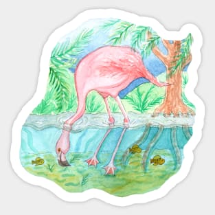 Flamingo Underwater Watercolor Sticker